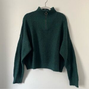 American Eagle green quarter zip knit pullover